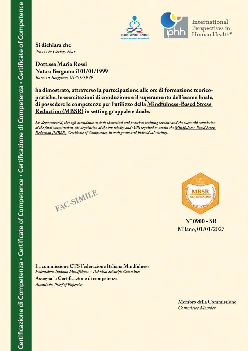 Certificato Mindfulness MBSR